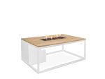Stůl s plynovým ohništěm COSI- typ Cosiloft 120 bílý rám / deska teak
