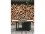 Stůl s plynovým ohništěm Cosiloft 120 kulatý-černý/deska teak