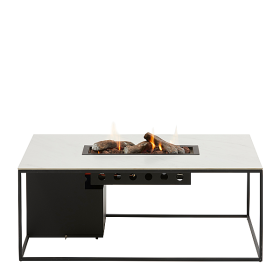 Stůl s plynovým ohništěm COSI- Design line černý rám / keramická deska bílá Stůl s plynovým ohništěm COSI- Design line černý rám / keramická deska bílá
